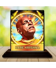 Car Dashboard Hare Shree Krishna Wooden Photo Stand  3x4 Inches, Compact & Stylish Spiritual Display For Car, Home & Office (Pack Of 1) (F49809)