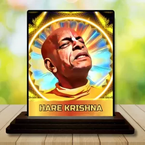 Car Dashboard Hare Shree Krishna Wooden Photo Stand  3x4 Inches, Compact & Stylish Spiritual Display For Car, Home & Office (Pack Of 1) (F49809)