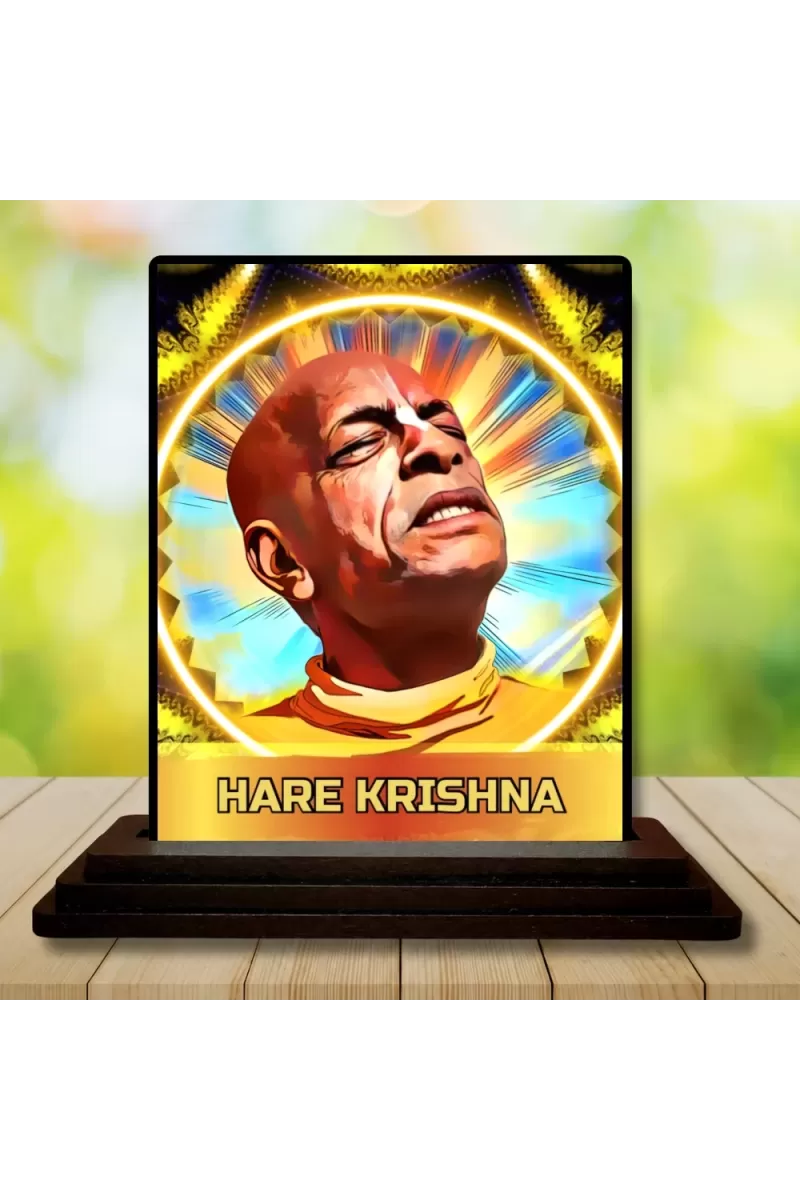 Car Dashboard Hare Shree Krishna Wooden Photo Stand  3x4 Inches, Compact & Stylish Spiritual Display For Car, Home & Office (Pack Of 1) (F49809)