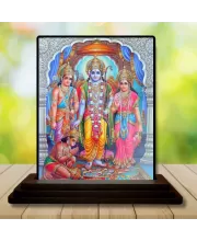 Car Dashboard Lord Ram Darbar Wooden Photo Stand  3x4 Inches, Compact & Stylish Spiritual Display For Car, Home & Office (Pack Of 1) (F49813)