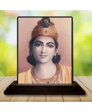 Car Dashboard Lord Shree Krishna Wooden Photo Stand  3x4 Inches, Compact & Stylish Spiritual Display For Car, Home & Office (Pack Of 1) (F49815)