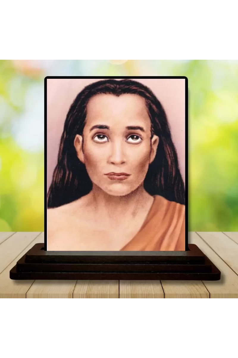 Car Dashboard Mahaabtar Babaji Wooden Photo Stand  3x4 Inches, Compact & Stylish Spiritual Display For Car, Home & Office (Pack Of 1) (F49816)