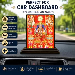 Car Dashboard Lord Ganesha Wooden Photo Stand  3x4 Inches, Compact & Stylish Spiritual Display For Car, Home & Office (Pack Of 1) (F48658)