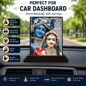 Car Dashboard Radha Krishna Wooden Photo Stand 3x4 Inches, Compact & Stylish Spiritual Display For Car, Home & Office (Pack Of 1) (F48659) Car Dashboard Radha Krishna Wooden Photo Stand 3x4 Inches, Compact & Stylish Spiritual Display For Car, Home & Office (Pack Of 1) (F48659)