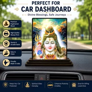 Car Dashboard Shiva Wooden Photo Stand 3x4 Inches, Compact & Stylish Spiritual Display For Car, Home & Office (Pack Of 1) (F48660) Car Dashboard Shiva Wooden Photo Stand 3x4 Inches, Compact & Stylish Spiritual Display For Car, Home & Office (Pack Of 1) (F48660)