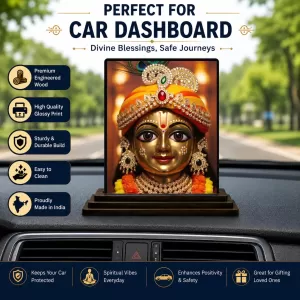 Car Dashboard Shree Krishna Wooden Photo Stand 3x4 Inches, Compact & Stylish Spiritual Display For Car, Home & Office (Pack Of 1) (F48661) Car Dashboard Shree Krishna Wooden Photo Stand 3x4 Inches, Compact & Stylish Spiritual Display For Car, Home & Office (Pack Of 1) (F48661)