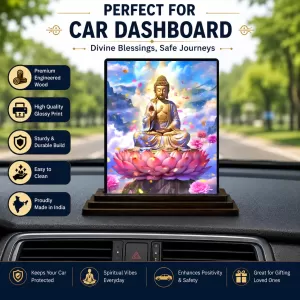 Car Dashboard Gautama Buddha Wooden Photo Stand 3x4 Inches, Compact & Stylish Spiritual Display For Car, Home & Office (Pack Of 1) (F48662) Car Dashboard Gautama Buddha Wooden Photo Stand 3x4 Inches, Compact & Stylish Spiritual Display For Car, Home & Office (Pack Of 1) (F48662)