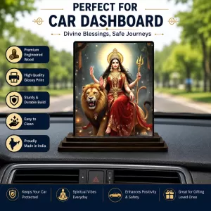 Car Dashboard Durga Wooden Photo Stand 3x4 Inches, Compact & Stylish Spiritual Display For Car, Home & Office (Pack Of 1) (F48666) Car Dashboard Durga Wooden Photo Stand 3x4 Inches, Compact & Stylish Spiritual Display For Car, Home & Office (Pack Of 1) (F48666)