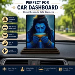 Car Dashboard Shiva Wooden Photo Stand 3x4 Inches, Compact & Stylish Spiritual Display For Car, Home & Office (Pack Of 1) (F48671) Car Dashboard Shiva Wooden Photo Stand 3x4 Inches, Compact & Stylish Spiritual Display For Car, Home & Office (Pack Of 1) (F48671)