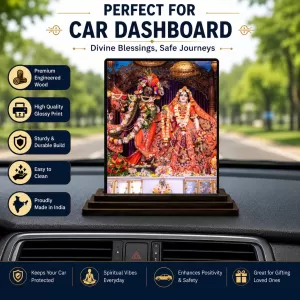 Car Dashboard Radha Shree Krishna Wooden Photo Stand 3x4 Inches, Compact & Stylish Spiritual Display For Car, Home & Office (Pack Of 1) (F48678) Car Dashboard Radha Shree Krishna Wooden Photo Stand 3x4 Inches, Compact & Stylish Spiritual Display For Car, Home & Office (Pack Of 1) (F48678)
