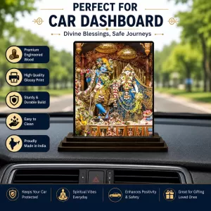 Car Dashboard Radha Shree Krishna Wooden Photo Stand 3x4 Inches, Compact & Stylish Spiritual Display For Car, Home & Office (Pack Of 1) (F48680) Car Dashboard Radha Shree Krishna Wooden Photo Stand 3x4 Inches, Compact & Stylish Spiritual Display For Car, Home & Office (Pack Of 1) (F48680)