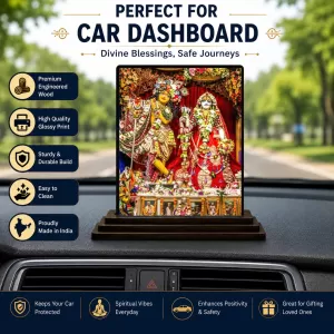 Car Dashboard Radha Shree Krishna Wooden Photo Stand 3x4 Inches, Compact & Stylish Spiritual Display For Car, Home & Office (Pack Of 1) (F48681) Car Dashboard Radha Shree Krishna Wooden Photo Stand 3x4 Inches, Compact & Stylish Spiritual Display For Car, Home & Office (Pack Of 1) (F48681)