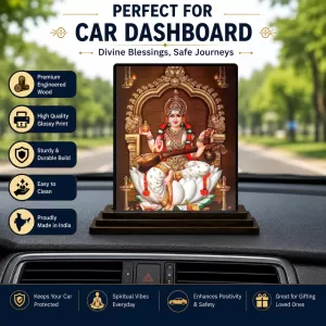 Car Dashboard Goddess Saraswati Wooden Photo Stand 3x4 Inches, Compact & Stylish Spiritual Display For Car, Home & Office (Pack Of 1) (F48683) Car Dashboard Goddess Saraswati Wooden Photo Stand 3x4 Inches, Compact & Stylish Spiritual Display For Car, Home & Office (Pack Of 1) (F48683)
