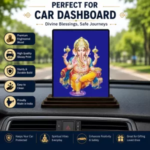 Car Dashboard Lord Ganesha Wooden Photo Stand 3x4 Inches, Compact & Stylish Spiritual Display For Car, Home & Office (Pack Of 1) (F48692) Car Dashboard Lord Ganesha Wooden Photo Stand 3x4 Inches, Compact & Stylish Spiritual Display For Car, Home & Office (Pack Of 1) (F48692)