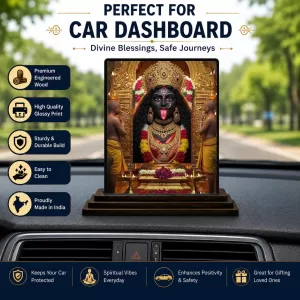 Car Dashboard Kali Wooden Photo Stand  3x4 Inches, Compact & Stylish Spiritual Display For Car, Home & Office (Pack Of 1) (F48693)