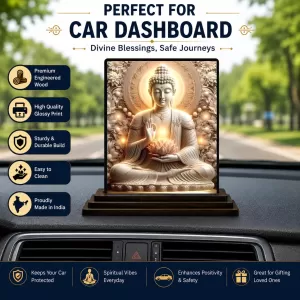 Car Dashboard Gautama Buddha Wooden Photo Stand 3x4 Inches, Compact & Stylish Spiritual Display For Car, Home & Office (Pack Of 1) (F48695) Car Dashboard Gautama Buddha Wooden Photo Stand 3x4 Inches, Compact & Stylish Spiritual Display For Car, Home & Office (Pack Of 1) (F48695)