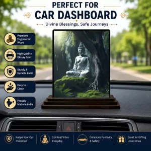 Car Dashboard Gautama Buddha Wooden Photo Stand 3x4 Inches, Compact & Stylish Spiritual Display For Car, Home & Office (Pack Of 1) (F48696) Car Dashboard Gautama Buddha Wooden Photo Stand 3x4 Inches, Compact & Stylish Spiritual Display For Car, Home & Office (Pack Of 1) (F48696)