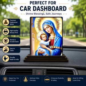 Car Dashboard Mary And Jesus Wooden Photo Stand 3x4 Inches, Compact & Stylish Spiritual Display For Car, Home & Office (Pack Of 1) (F48703) Car Dashboard Mary And Jesus Wooden Photo Stand 3x4 Inches, Compact & Stylish Spiritual Display For Car, Home & Office (Pack Of 1) (F48703)