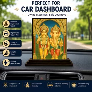 Car Dashboard Lord Ganesha And Lord Ganesha Wooden Photo Stand 3x4 Inches, Compact & Stylish Spiritual Display For Car, Home & Office (Pack Of 1) (F48704) Car Dashboard Lord Ganesha And Lord Ganesha Wooden Photo Stand 3x4 Inches, Compact & Stylish Spiritual Display For Car, Home & Office (Pack Of 1) (F48704)