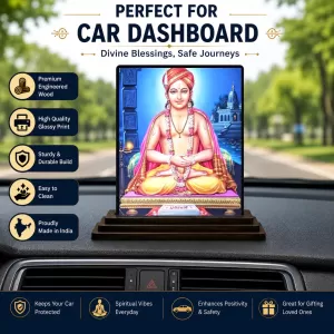 Car Dashboard Shree Ramkrishna Wooden Photo Stand  3x4 Inches, Compact & Stylish Spiritual Display For Car, Home & Office (Pack Of 1) (F48705)