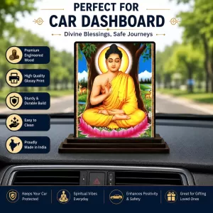 Car Dashboard Gautama Buddha Wooden Photo Stand 3x4 Inches, Compact & Stylish Spiritual Display For Car, Home & Office (Pack Of 1) (F48716) Car Dashboard Gautama Buddha Wooden Photo Stand 3x4 Inches, Compact & Stylish Spiritual Display For Car, Home & Office (Pack Of 1) (F48716)
