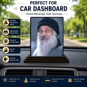 Car Dashboard Osho Wooden Photo Stand 3x4 Inches, Compact & Stylish Spiritual Display For Car, Home & Office (Pack Of 1) (F48721) Car Dashboard Osho Wooden Photo Stand 3x4 Inches, Compact & Stylish Spiritual Display For Car, Home & Office (Pack Of 1) (F48721)