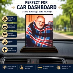 Car Dashboard Neem Karoli Baba Wooden Photo Stand 3x4 Inches, Compact & Stylish Spiritual Display For Car, Home & Office (Pack Of 1) (F48723) Car Dashboard Neem Karoli Baba Wooden Photo Stand 3x4 Inches, Compact & Stylish Spiritual Display For Car, Home & Office (Pack Of 1) (F48723)