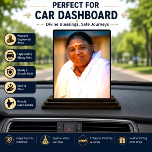Car Dashboard Mata Amritanandamayi Wooden Photo Stand 3x4 Inches, Compact & Stylish Spiritual Display For Car, Home & Office (Pack Of 1) (F48737) Car Dashboard Mata Amritanandamayi Wooden Photo Stand 3x4 Inches, Compact & Stylish Spiritual Display For Car, Home & Office (Pack Of 1) (F48737)