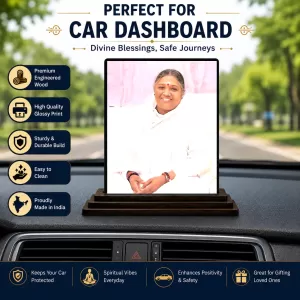 Car Dashboard Mata Amritanandamayi Wooden Photo Stand 3x4 Inches, Compact & Stylish Spiritual Display For Car, Home & Office (Pack Of 1) (F48741) Car Dashboard Mata Amritanandamayi Wooden Photo Stand 3x4 Inches, Compact & Stylish Spiritual Display For Car, Home & Office (Pack Of 1) (F48741)