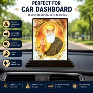 Car Dashboard Guru Nanak Wooden Photo Stand 3x4 Inches, Compact & Stylish Spiritual Display For Car, Home & Office (Pack Of 1) (F48756) Car Dashboard Guru Nanak Wooden Photo Stand 3x4 Inches, Compact & Stylish Spiritual Display For Car, Home & Office (Pack Of 1) (F48756)