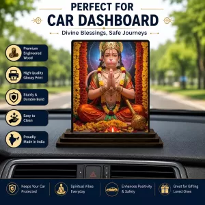 Car Dashboard Hanuman Wooden Photo Stand 3x4 Inches, Compact & Stylish Spiritual Display For Car, Home & Office (Pack Of 1) (F48764) Car Dashboard Hanuman Wooden Photo Stand 3x4 Inches, Compact & Stylish Spiritual Display For Car, Home & Office (Pack Of 1) (F48764)