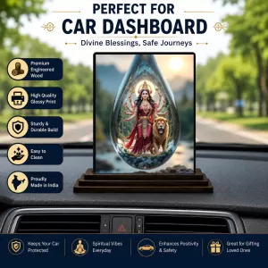 Car Dashboard Durga Wooden Photo Stand 3x4 Inches, Compact & Stylish Spiritual Display For Car, Home & Office (Pack Of 1) (F48765) Car Dashboard Durga Wooden Photo Stand 3x4 Inches, Compact & Stylish Spiritual Display For Car, Home & Office (Pack Of 1) (F48765)
