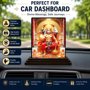 Car Dashboard Hanuman Wooden Photo Stand 3x4 Inches, Compact & Stylish Spiritual Display For Car, Home & Office (Pack Of 1) (F48766) Car Dashboard Hanuman Wooden Photo Stand 3x4 Inches, Compact & Stylish Spiritual Display For Car, Home & Office (Pack Of 1) (F48766)