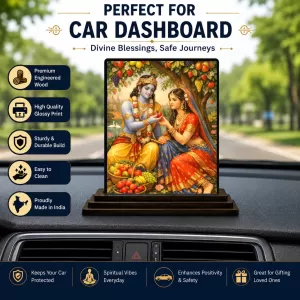 Car Dashboard Shree Krishna And Shree Radha Wooden Photo Stand 3x4 Inches, Compact & Stylish Spiritual Display For Car, Home & Office (Pack Of 1) (F48771) Car Dashboard Shree Krishna And Shree Radha Wooden Photo Stand 3x4 Inches, Compact & Stylish Spiritual Display For Car, Home & Office (Pack Of 1) (F48771)