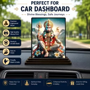 Car Dashboard Hanuman Wooden Photo Stand 3x4 Inches, Compact & Stylish Spiritual Display For Car, Home & Office (Pack Of 1) (F48776) Car Dashboard Hanuman Wooden Photo Stand 3x4 Inches, Compact & Stylish Spiritual Display For Car, Home & Office (Pack Of 1) (F48776)