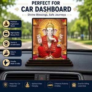 Car Dashboard Lord Ganesha Wooden Photo Stand 3x4 Inches, Compact & Stylish Spiritual Display For Car, Home & Office (Pack Of 1) (F48777) Car Dashboard Lord Ganesha Wooden Photo Stand 3x4 Inches, Compact & Stylish Spiritual Display For Car, Home & Office (Pack Of 1) (F48777)