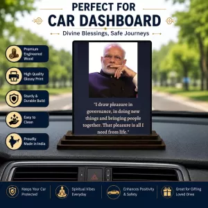 Car Dashboard Narendra Modi Wooden Photo Stand 3x4 Inches, Compact & Stylish Spiritual Display For Car, Home & Office (Pack Of 1) (F48793) Car Dashboard Narendra Modi Wooden Photo Stand 3x4 Inches, Compact & Stylish Spiritual Display For Car, Home & Office (Pack Of 1) (F48793)