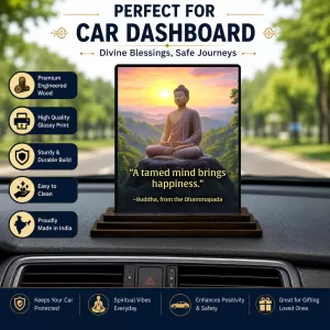 Car Dashboard Gautama Buddha Wooden Photo Stand 3x4 Inches, Compact & Stylish Spiritual Display For Car, Home & Office (Pack Of 1) (F48800) Car Dashboard Gautama Buddha Wooden Photo Stand 3x4 Inches, Compact & Stylish Spiritual Display For Car, Home & Office (Pack Of 1) (F48800)