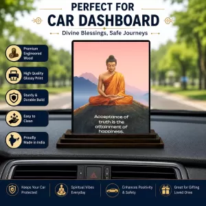 Car Dashboard Gautama Buddha Wooden Photo Stand 3x4 Inches, Compact & Stylish Spiritual Display For Car, Home & Office (Pack Of 1) (F48801) Car Dashboard Gautama Buddha Wooden Photo Stand 3x4 Inches, Compact & Stylish Spiritual Display For Car, Home & Office (Pack Of 1) (F48801)