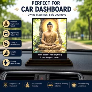 Car Dashboard Gautama Buddha Wooden Photo Stand 3x4 Inches, Compact & Stylish Spiritual Display For Car, Home & Office (Pack Of 1) (F48803) Car Dashboard Gautama Buddha Wooden Photo Stand 3x4 Inches, Compact & Stylish Spiritual Display For Car, Home & Office (Pack Of 1) (F48803)