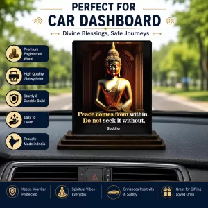 Car Dashboard Gautama Buddha Wooden Photo Stand 3x4 Inches, Compact & Stylish Spiritual Display For Car, Home & Office (Pack Of 1) (F48815) Car Dashboard Gautama Buddha Wooden Photo Stand 3x4 Inches, Compact & Stylish Spiritual Display For Car, Home & Office (Pack Of 1) (F48815)