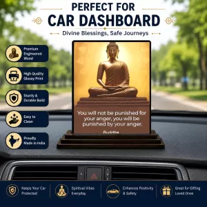 Car Dashboard Gautama Buddha Wooden Photo Stand 3x4 Inches, Compact & Stylish Spiritual Display For Car, Home & Office (Pack Of 1) (F48818) Car Dashboard Gautama Buddha Wooden Photo Stand 3x4 Inches, Compact & Stylish Spiritual Display For Car, Home & Office (Pack Of 1) (F48818)