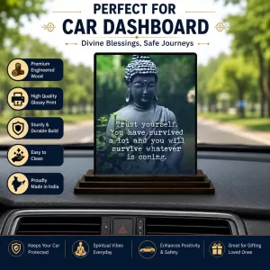 Car Dashboard Gautama Buddha Wooden Photo Stand 3x4 Inches, Compact & Stylish Spiritual Display For Car, Home & Office (Pack Of 1) (F48820) Car Dashboard Gautama Buddha Wooden Photo Stand 3x4 Inches, Compact & Stylish Spiritual Display For Car, Home & Office (Pack Of 1) (F48820)