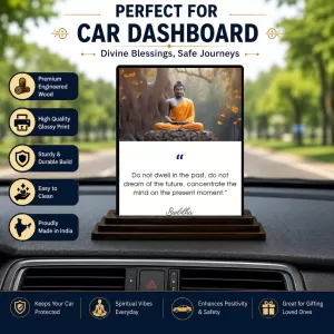 Car Dashboard Gautama Buddha Wooden Photo Stand 3x4 Inches, Compact & Stylish Spiritual Display For Car, Home & Office (Pack Of 1) (F48822) Car Dashboard Gautama Buddha Wooden Photo Stand 3x4 Inches, Compact & Stylish Spiritual Display For Car, Home & Office (Pack Of 1) (F48822)