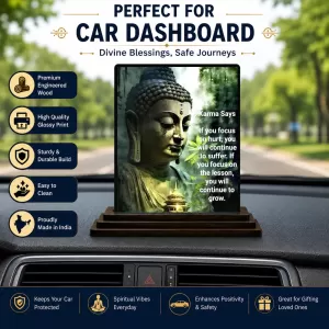 Car Dashboard Gautama Buddha Wooden Photo Stand 3x4 Inches, Compact & Stylish Spiritual Display For Car, Home & Office (Pack Of 1) (F48824) Car Dashboard Gautama Buddha Wooden Photo Stand 3x4 Inches, Compact & Stylish Spiritual Display For Car, Home & Office (Pack Of 1) (F48824)