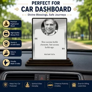 Car Dashboard Shree Ratan Tata Wooden Photo Stand 3x4 Inches, Compact & Stylish Spiritual Display For Car, Home & Office (Pack Of 1) (F48841) Car Dashboard Shree Ratan Tata Wooden Photo Stand 3x4 Inches, Compact & Stylish Spiritual Display For Car, Home & Office (Pack Of 1) (F48841)
