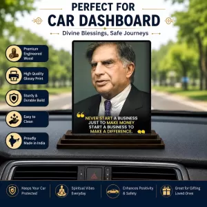 Car Dashboard Shree Ratan Tata Wooden Photo Stand 3x4 Inches, Compact & Stylish Spiritual Display For Car, Home & Office (Pack Of 1) (F48844) Car Dashboard Shree Ratan Tata Wooden Photo Stand 3x4 Inches, Compact & Stylish Spiritual Display For Car, Home & Office (Pack Of 1) (F48844)