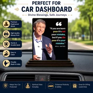 Car Dashboard Bill Gates Wooden Photo Stand 3x4 Inches, Compact & Stylish Spiritual Display For Car, Home & Office (Pack Of 1) (F48862) Car Dashboard Bill Gates Wooden Photo Stand 3x4 Inches, Compact & Stylish Spiritual Display For Car, Home & Office (Pack Of 1) (F48862)