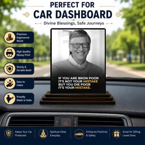 Car Dashboard Bill Gates Wooden Photo Stand 3x4 Inches, Compact & Stylish Spiritual Display For Car, Home & Office (Pack Of 1) (F48863) Car Dashboard Bill Gates Wooden Photo Stand 3x4 Inches, Compact & Stylish Spiritual Display For Car, Home & Office (Pack Of 1) (F48863)