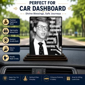 Car Dashboard Bill Gates Wooden Photo Stand 3x4 Inches, Compact & Stylish Spiritual Display For Car, Home & Office (Pack Of 1) (F48864) Car Dashboard Bill Gates Wooden Photo Stand 3x4 Inches, Compact & Stylish Spiritual Display For Car, Home & Office (Pack Of 1) (F48864)